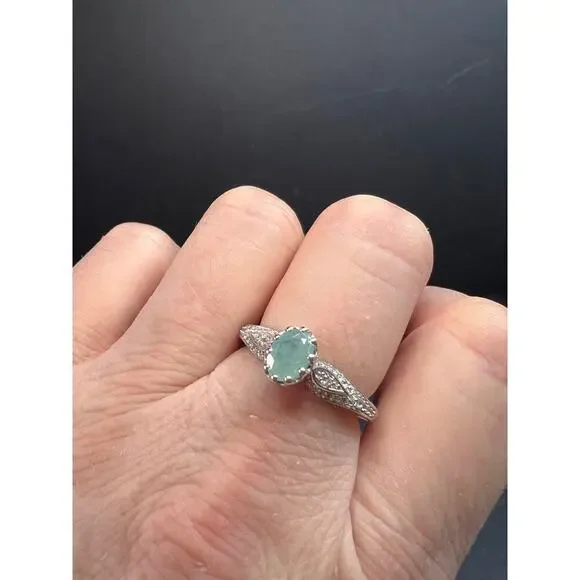 NEW grandidierite and zircon crown ring in rhodium over sterling silver size 8